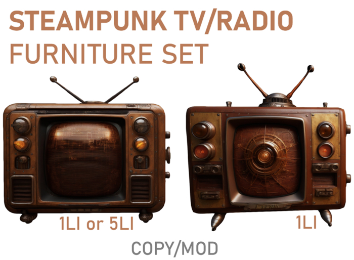 Steampunk TV Radio Set - One Prim