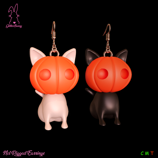 *Glitter Bunny* Little Pumkin Cat Earrings 