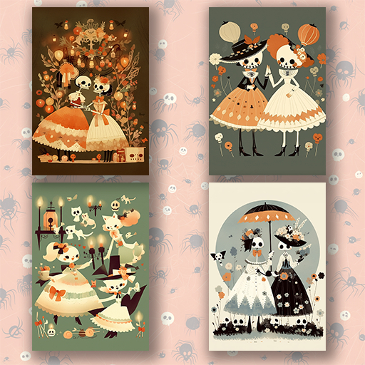 Halloween Cards, 4 Card Pack #3