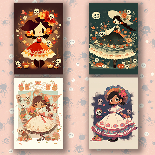 Halloween Cards, 4 Card pack #4