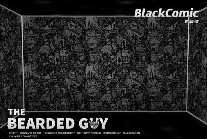 Black Comic Backdrop - The Bearded Guy