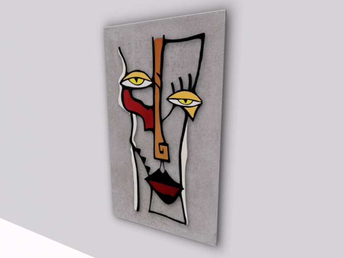 Picasso, bas-relief on a concrete effect base
