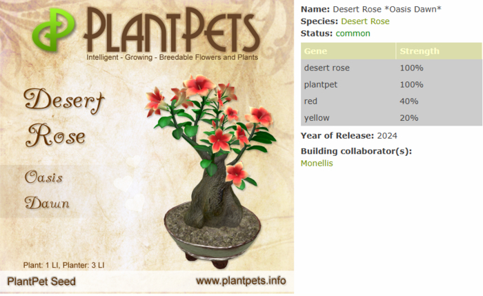 PlantPet Seed [Desert Rose *Oasis Dawn*]