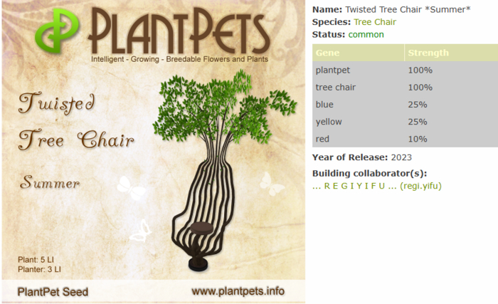 PlantPet Seed [Twisted Tree Chair *Summer*]