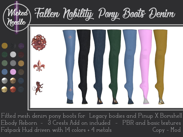 ~W-N~ Fallen Nobility Pony ballet boots denim PBR