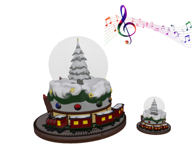 @MA@  Christmas Train Snow Globe Music