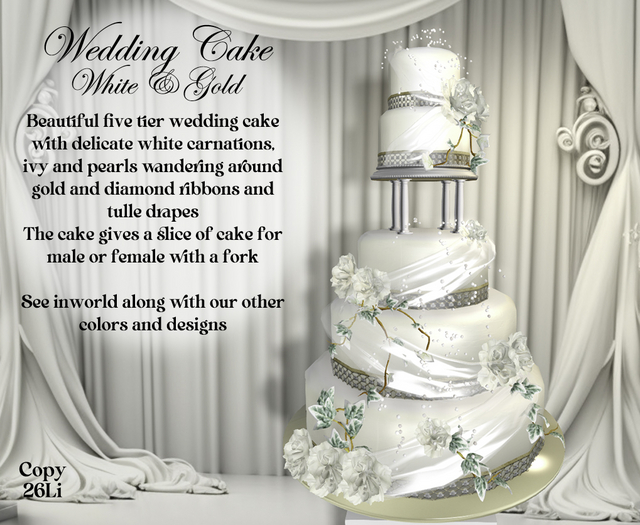 Carnation Cake V2 - White & Gold