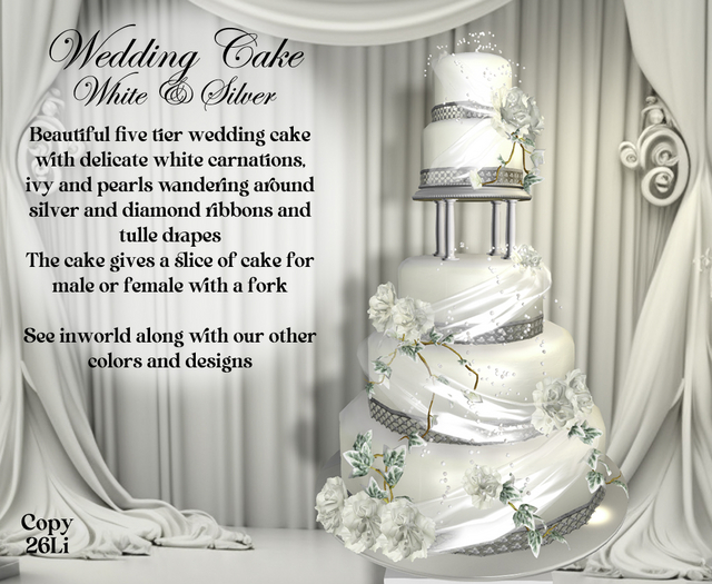 Carnation Cake V2 - White & Silver
