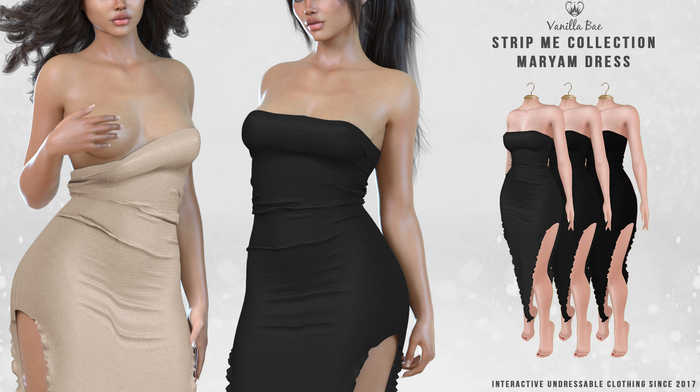*Vanilla Bae* Maryam Dress - Black 3 Pack - Strip Me Interactive - Maitreya / LaraX / Legacy / Ebody Reborn / Waifu