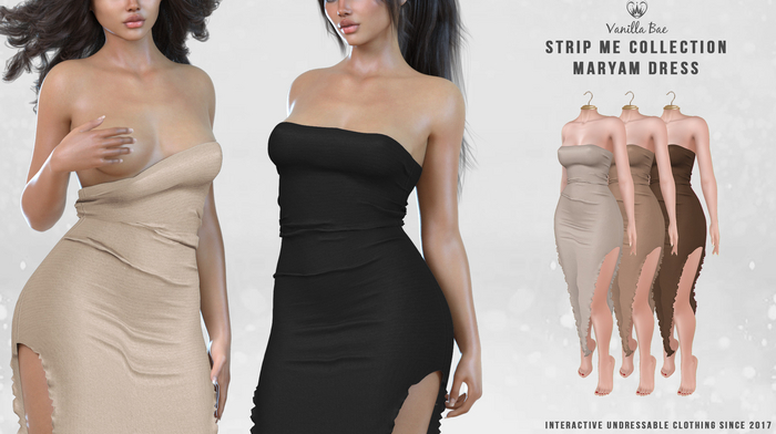 *Vanilla Bae* Maryam Dress - Brown 3 Pack - Strip Me Interactive - Maitreya / LaraX / Legacy / Ebody Reborn / Waifu