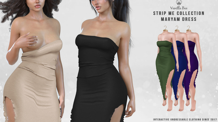 *Vanilla Bae* Maryam Dress - Dark 3 Pack - Strip Me Interactive - Maitreya / LaraX / Legacy / Ebody Reborn / Waifu