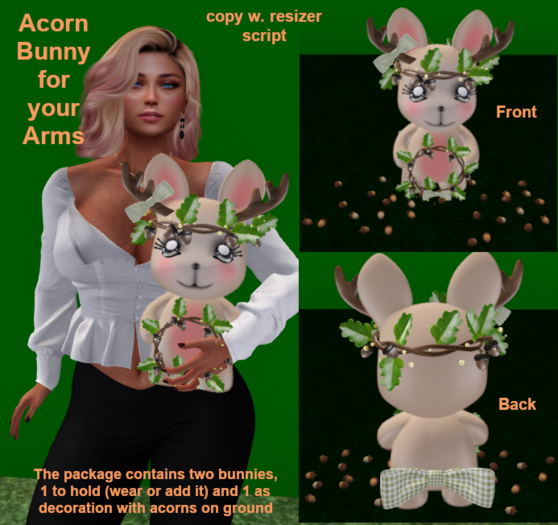 C.M.D. - 1 Acorn Bunny Plush for your arms -1 Decor VB