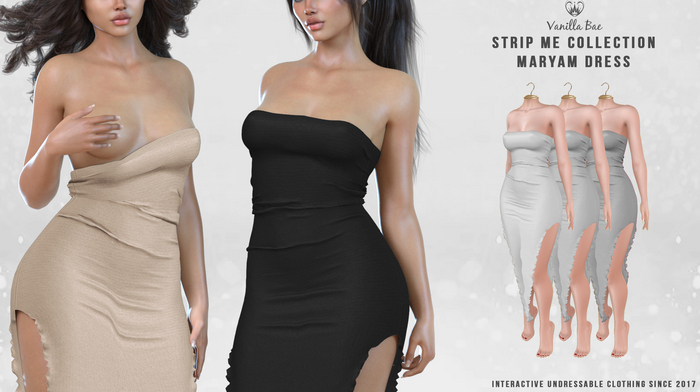 *Vanilla Bae* Maryam Dress - Gray 3 Pack - Strip Me Interactive - Maitreya / LaraX / Legacy / Ebody Reborn / Waifu