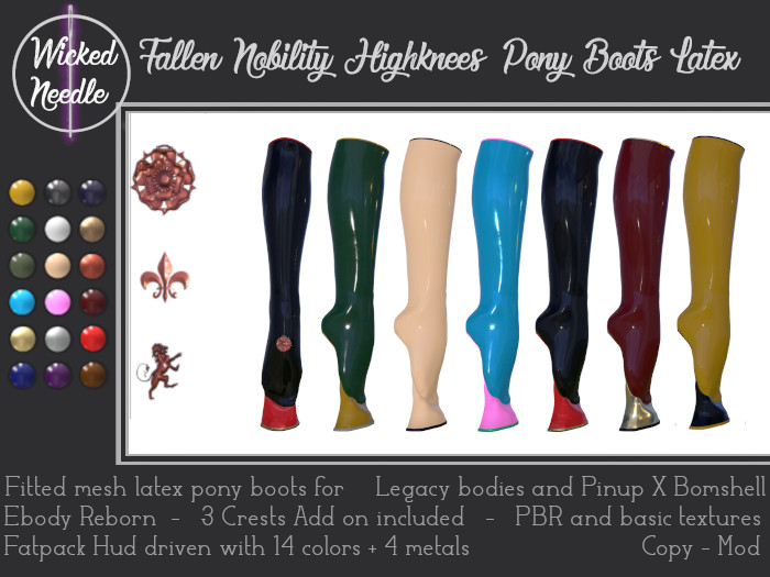 ~W-N~ Fallen Nobility kneehigh Pony ballet boots latex PBR