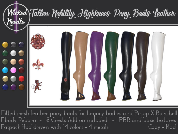 ~W-N~ Fallen Nobility kneehigh Pony boots Leather PBR