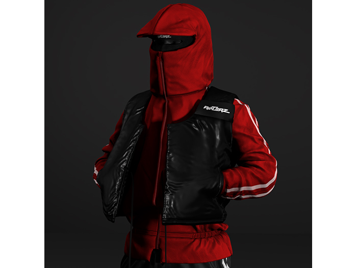 [R8TERZ] Militia Fleece Set Red Jacket (Hood up)