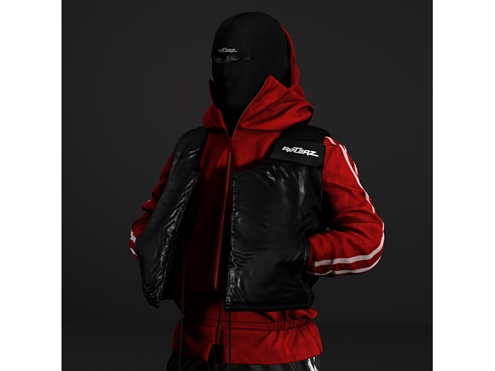 [R8TERZ] Militia Fleece Set Red Jacket (Hood Down)