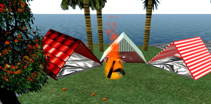Camping Weekend Box: 3 Tents and Campfire by Rita Munro