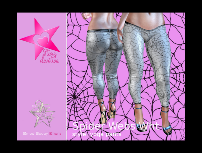 SD - Spider webs Wht yoga pants