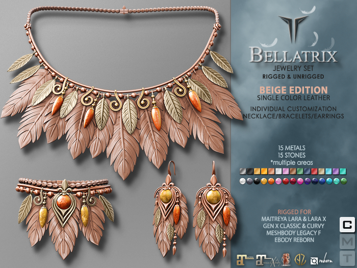 **RE** Bellatrix Set - BEIGE - PBR - Maitreya Lara X, GenX, Meshbody, eBODY 