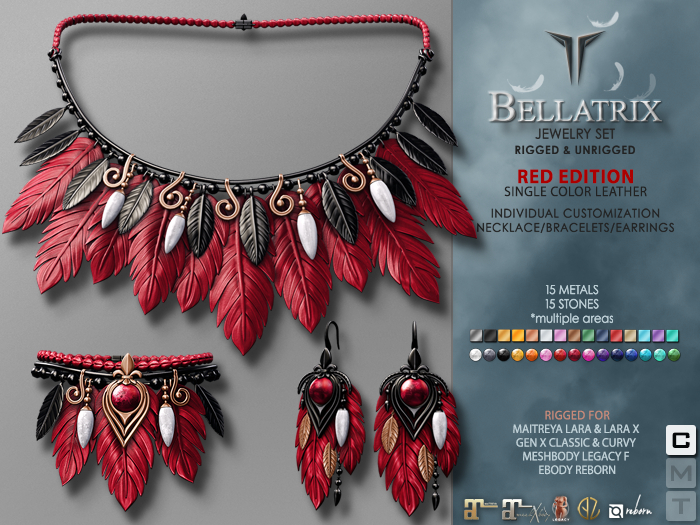 **RE** Bellatrix Set - RED - PBR - Maitreya Lara X, GenX, Meshbody, eBODY 