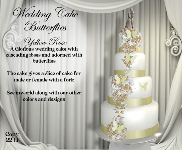Butterflies Wedding Cake - YELLOW ROSE