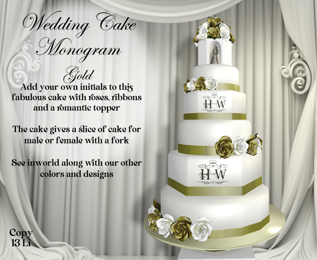 Monogram Wedding Cake - Gold