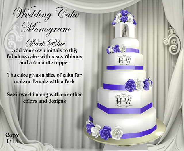 Monogram Wedding Cake - DK Blue