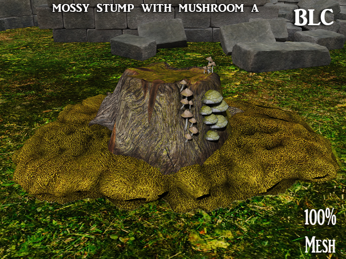 BLC mossy Stump with Mushroom a