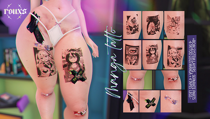 -ROUXS - manga tattoo legs -