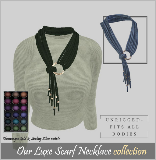 LUXE SCARF NECKLACE MEGAPACK-UNRIGGED-FITS ALL BODIES MAITREYA BELLEZA LEGACY LARAX GENX EBODY REBORN GEN X -PROMO OFFER