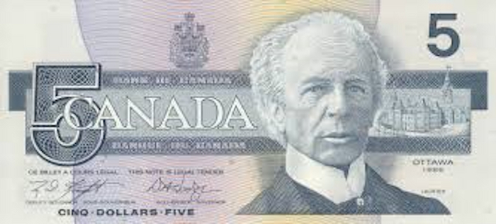 Canadian 1986 5$ Bill