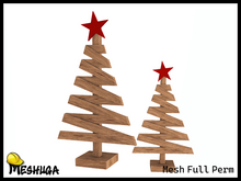 Meshuga Christmas Wooden Tree w/ Star FULL PERM MESH  
