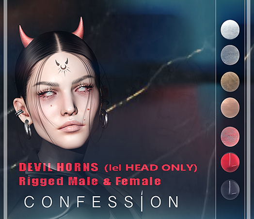 -C- Devils Horns - ( Male and female ) Rigged for lelutka Heads