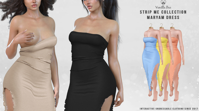 *Vanilla Bae* Maryam Dress - Light 3 Pack - Strip Me Interactive - Maitreya / LaraX / Legacy / Ebody Reborn / Waifu
