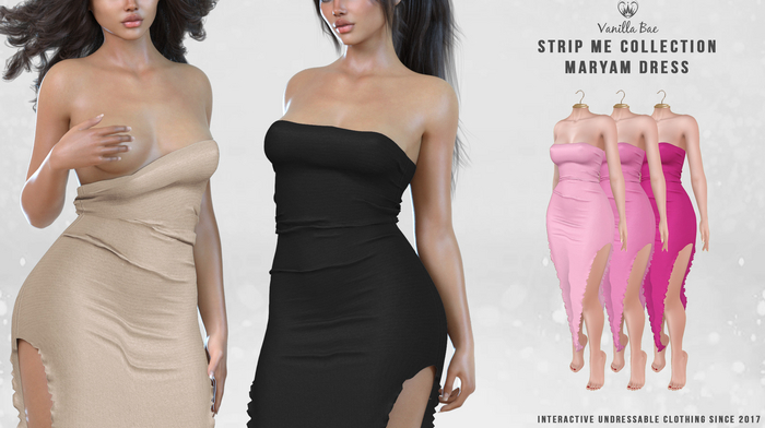 *Vanilla Bae* Maryam Dress - Pink 3 Pack - Strip Me Interactive - Maitreya / LaraX / Legacy / Ebody Reborn / Waifu