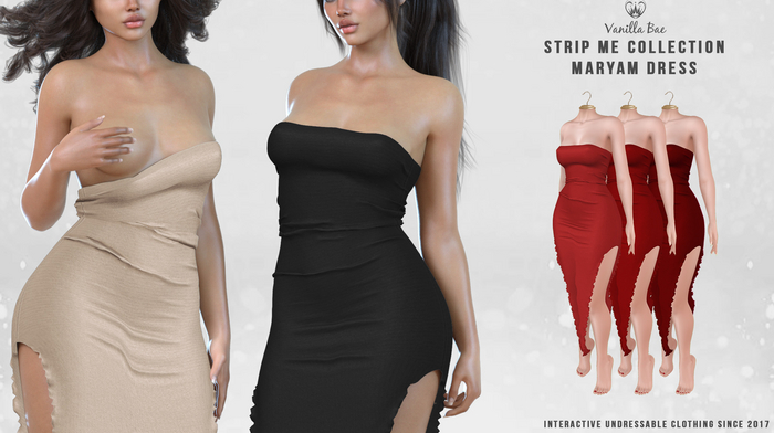*Vanilla Bae* Maryam Dress - Red 3 Pack - Strip Me Interactive - Maitreya / LaraX / Legacy / Ebody Reborn / Waifu