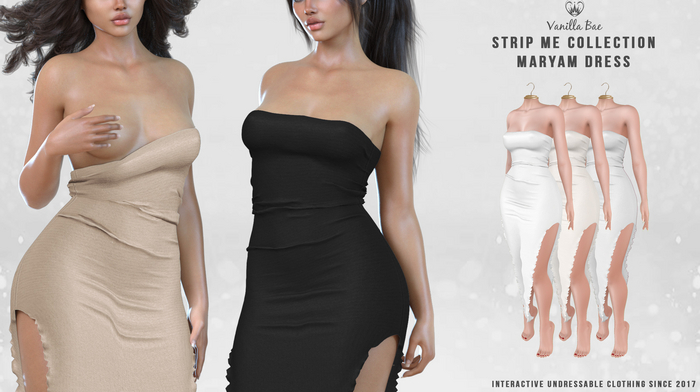 *Vanilla Bae* Maryam Dress - White 3 Pack - Strip Me Interactive - Maitreya / LaraX / Legacy / Ebody Reborn / Waifu