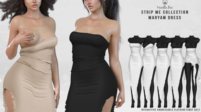 *Vanilla Bae* Maryam Dress - 24 Solid Color Fat Pack - Strip Me - Maitreya / LaraX / Legacy / Ebody Reborn / Waifu