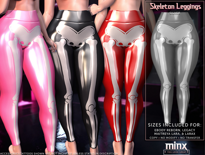 Minx - Skeleton Leggings - Silver (add me)