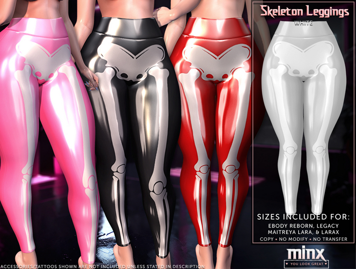 Minx - Skeleton Leggings - White (add me)