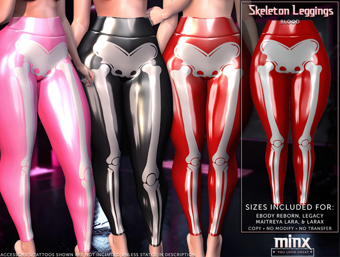 Minx - Skeleton Leggings - Blood (add me)