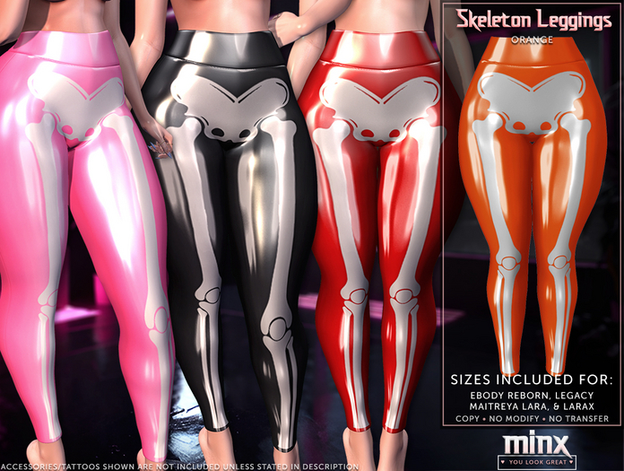 Minx - Skeleton Leggings - Orange (add me)