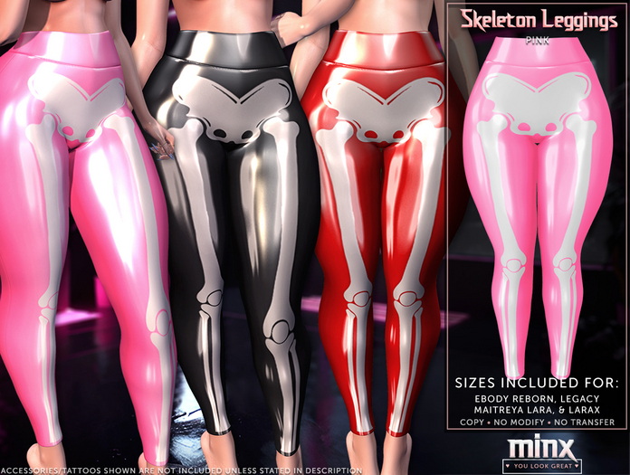 Minx - Skeleton Leggings - Pink (add me)