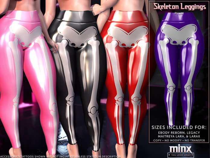 Minx - Skeleton Leggings - Plum (add me)