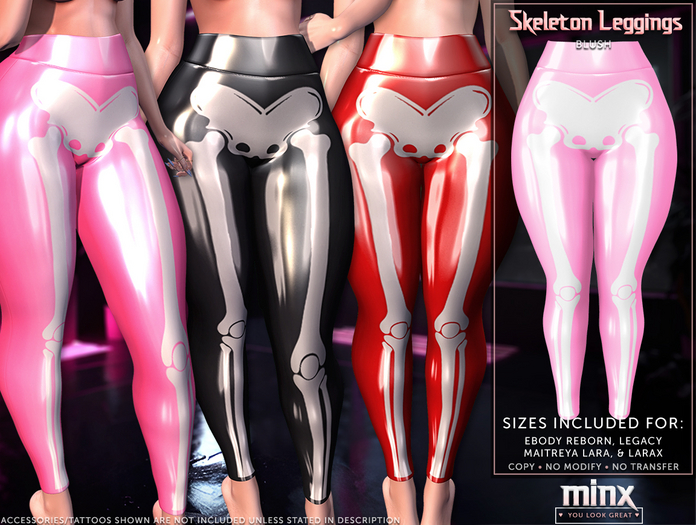 Minx - Skeleton Leggings - Blush (add me)