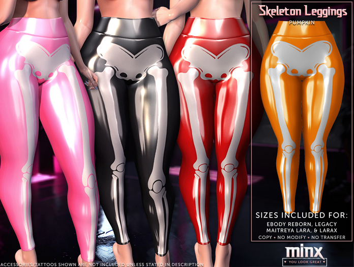 Minx - Skeleton Leggings - Pumpkin (add me)