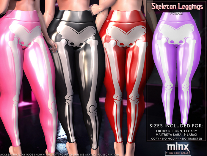 Minx - Skeleton Leggings - Purple (add me)