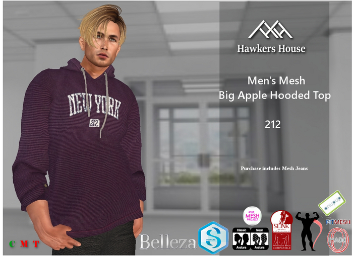 *HH* Men's Mesh Big Apple Hooded Top 212