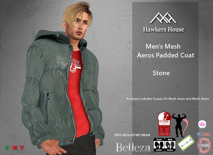*HH* Men's Mesh Aeros Padded Coat Stone